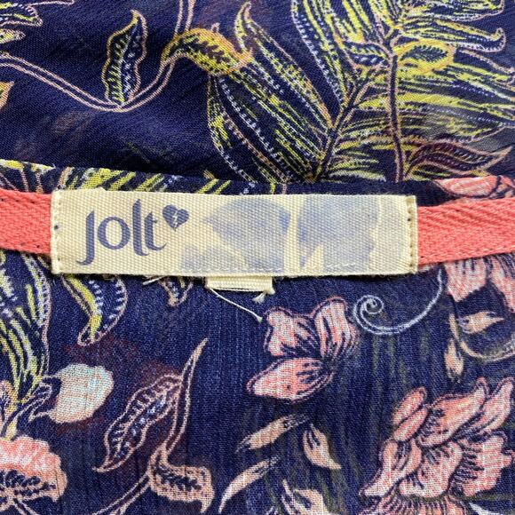 Jolt Blue Semi Sheer Floral Kimono Cover Up‎ SZ XL Duster Tassels Beach Boho - Picture 2 of 8